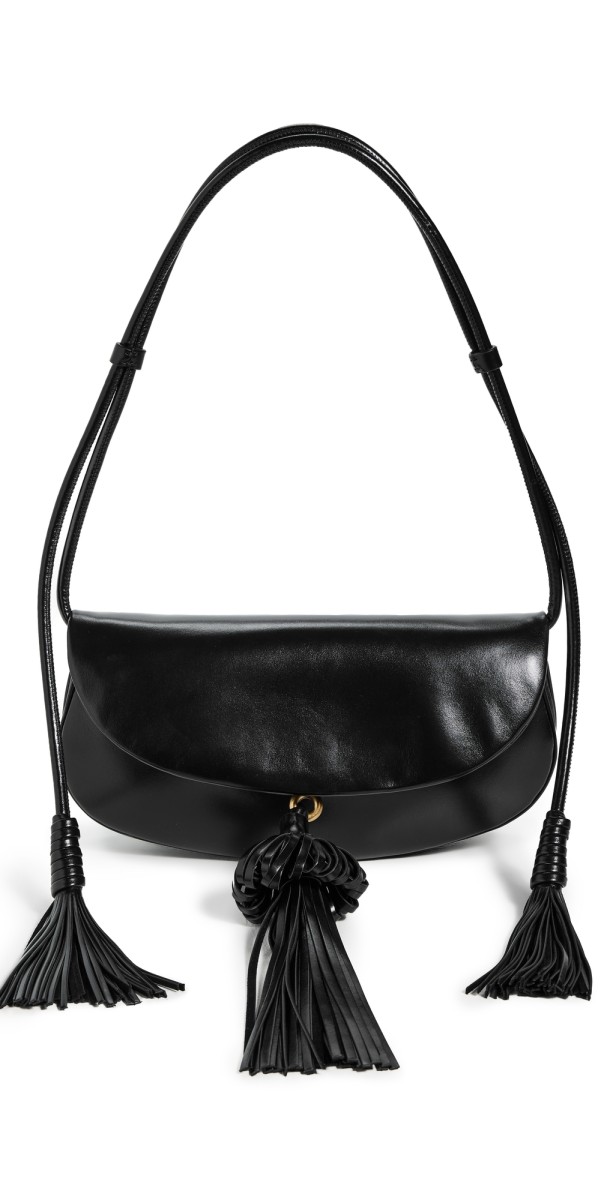 Ulla Johnson Paloma Tassel Flap Bag Noir