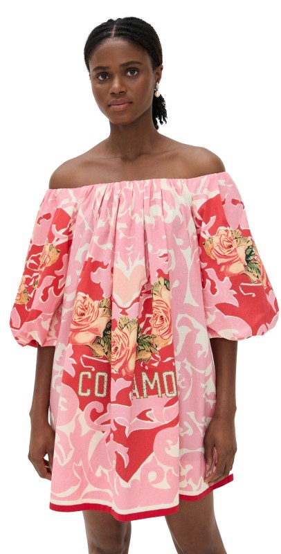 Camilla Off Shoulder Puff Dress Pink Porto