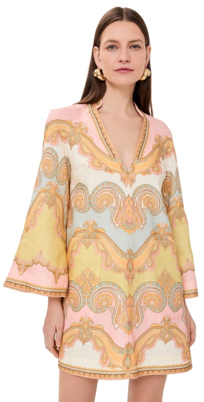 Zimmermann Maxine Tunic Mini Dress Gold Paisley