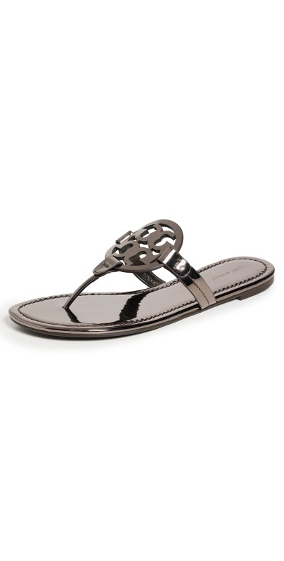 Tory Burch Miller Sandals Shiny Dark Grey