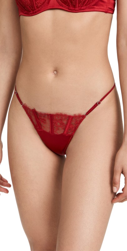 Fleur du Mal Frankie Lace Thong Rouge