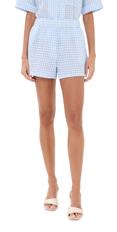 STAUD Gabi Shorts Sky Gingham