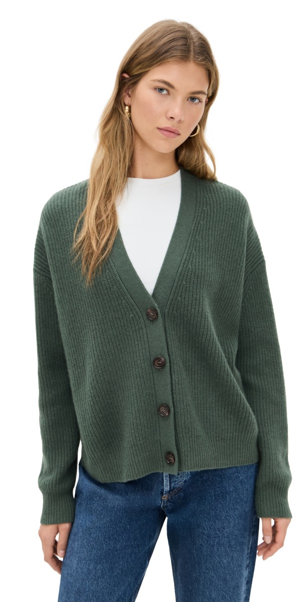 Jenni Kayne Cropped Cashmere Cocoon Cardigan Pine