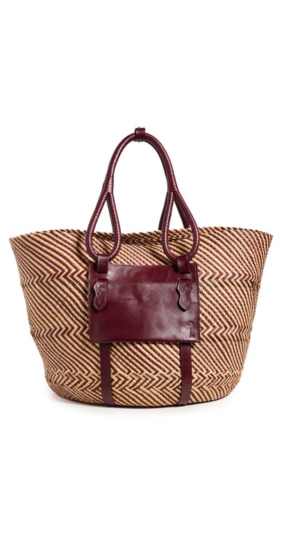 Johanna Ortiz Destination Seaside Tote Bag Burgundy/Sand