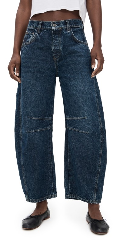 Free People Good Luck Mid Rise Barrel Jeans Deep End