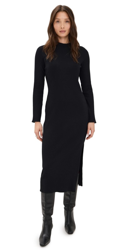 Vince Rib High Crew Neck Dress Sage Mist