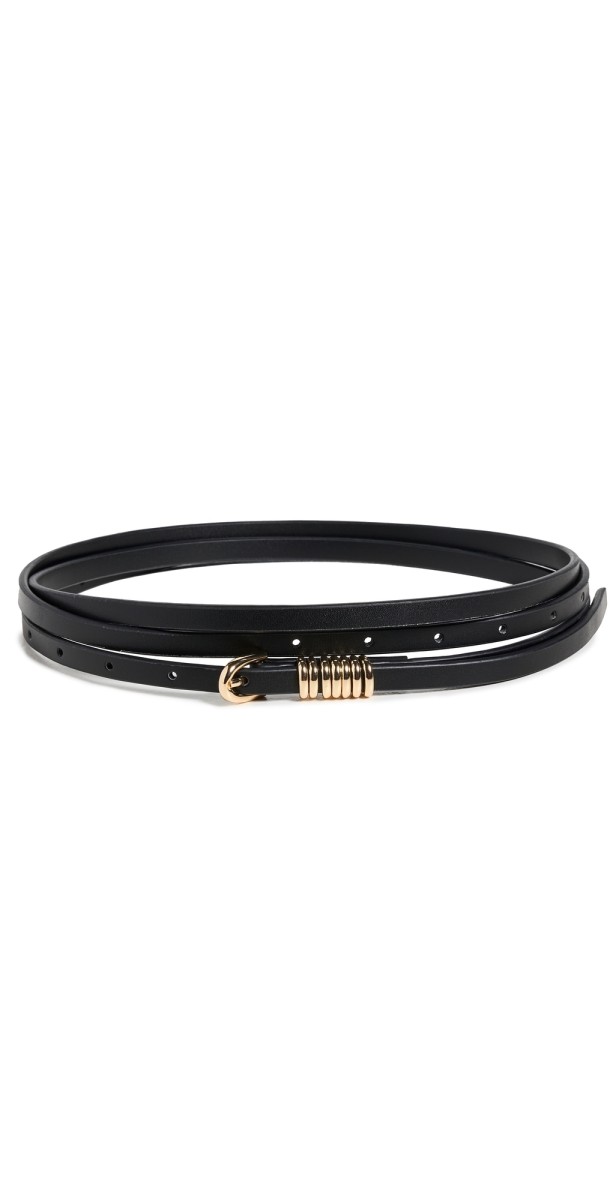 Good American Double Wrap Multi-Ring Belt Black