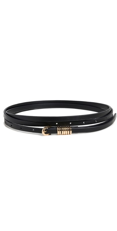 Good American Double Wrap Multi-Ring Belt Black