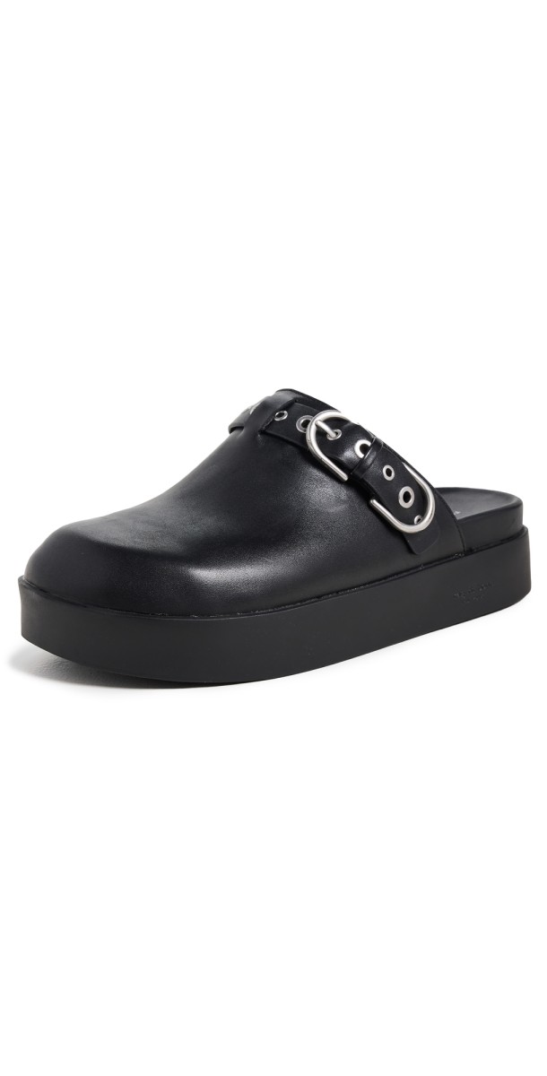 rag & bone Geo Buckle Platform Mules Blk