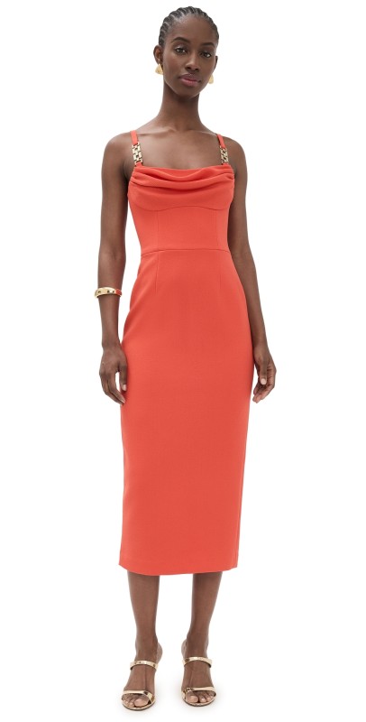 Rebecca Vallance Empress Midi Dress Orange