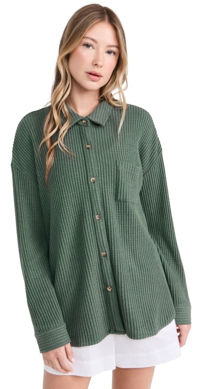PJ Salvage Great Outdoor Long Sleeve Top Sage Leaf