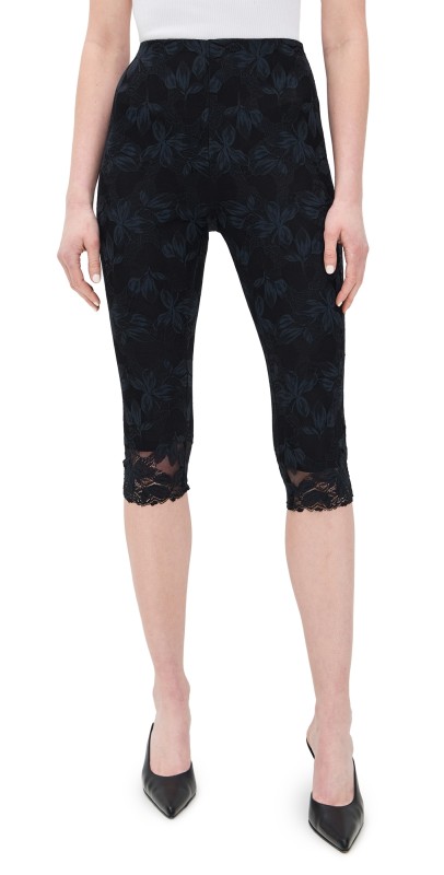 AFRM Mikeala Allover Lace Knee Length Capris Noir