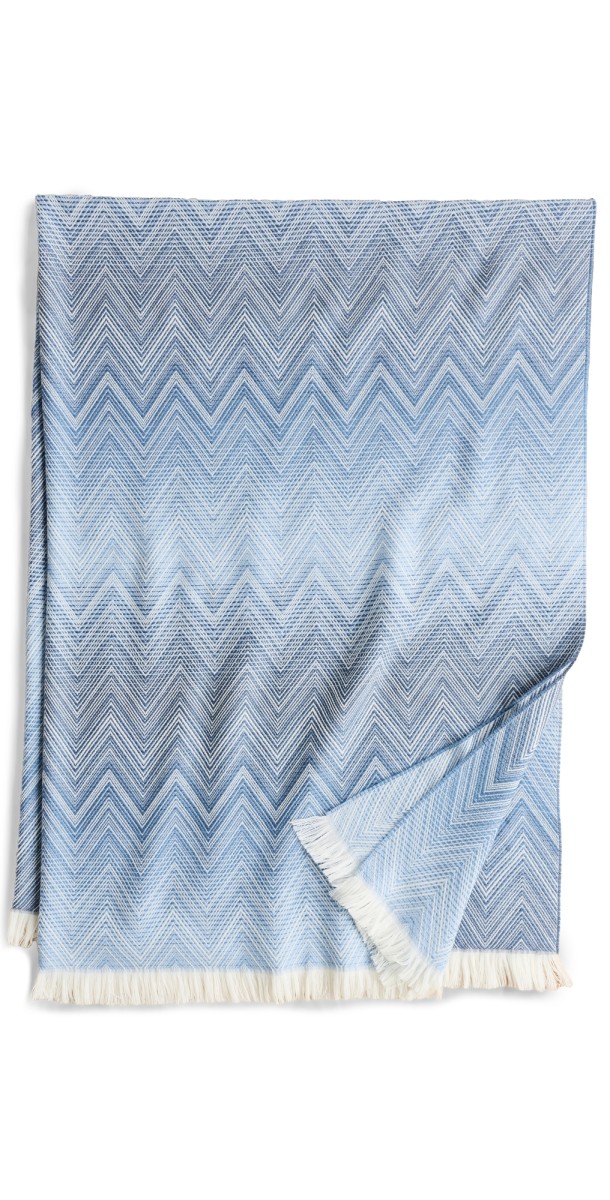 Missoni Timmy Throw Blanket Azure/Whit