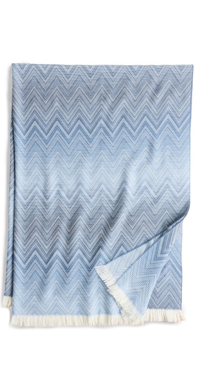 Missoni Timmy Throw Blanket Azure/Whit