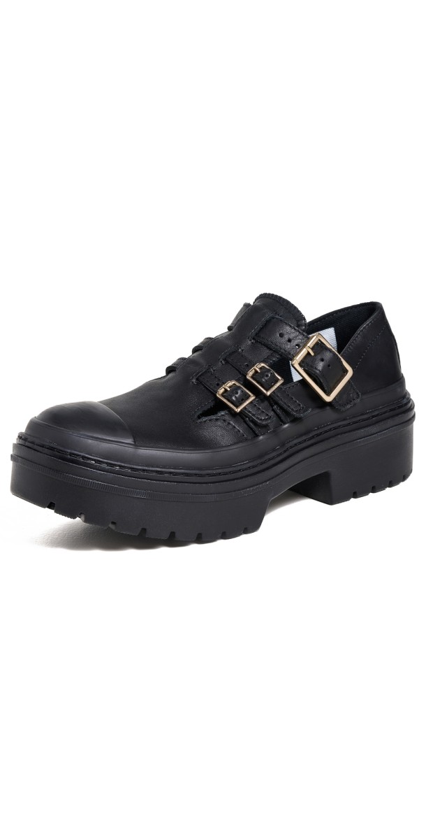 Converse Chuck Taylor All Star Lugged Heel Mary Jane Platforms Black/Black/Gold