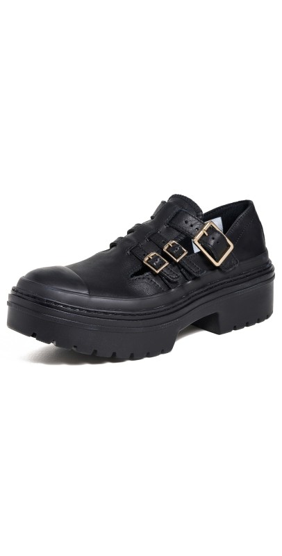 Converse Chuck Taylor All Star Lugged Heel Mary Jane Platforms Black/Black/Gold