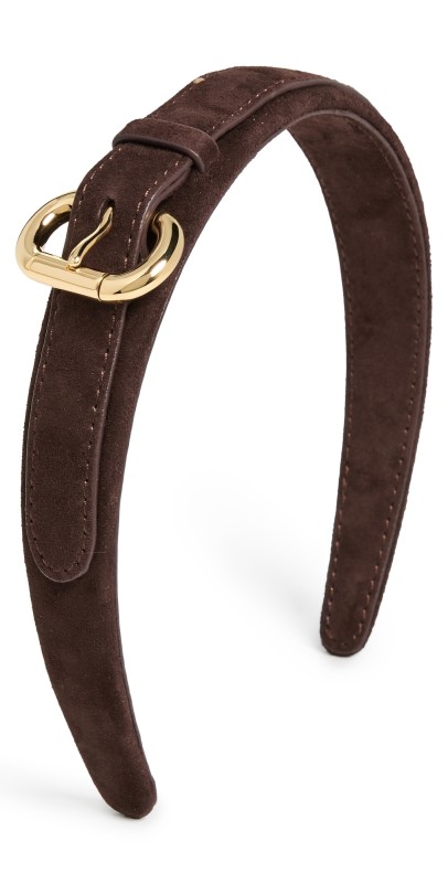 LELET NY Emi Suede Headband Chocolat