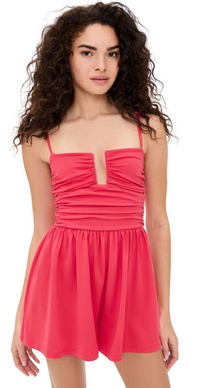 Susana Monaco Carryover Rectangle Wire String Romper Watermelon