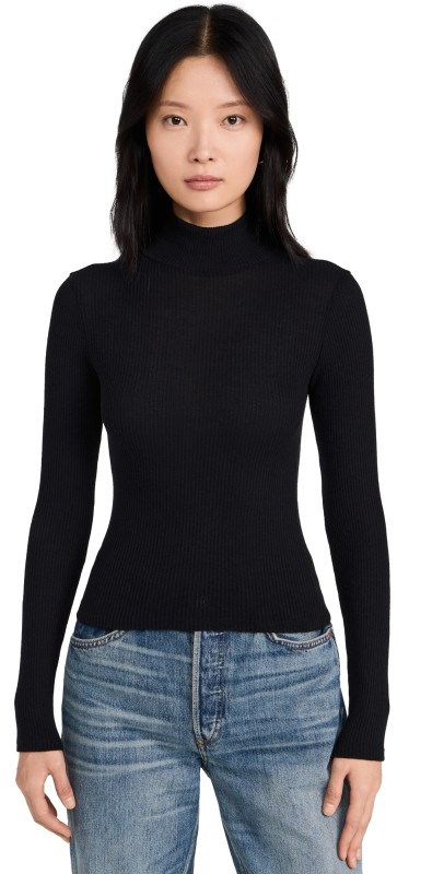 perfectwhitetee Noelle Rib Turtleneck True Black