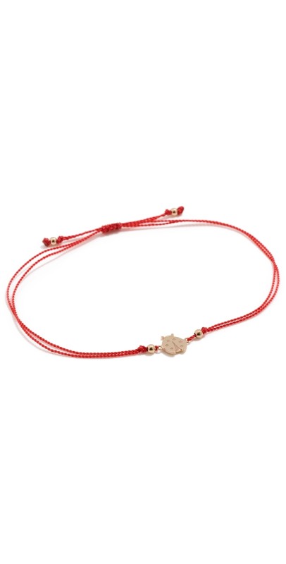 Zoe Chicco 14k Gold Ladybug Cord Bracelet 14k Yellow Gold