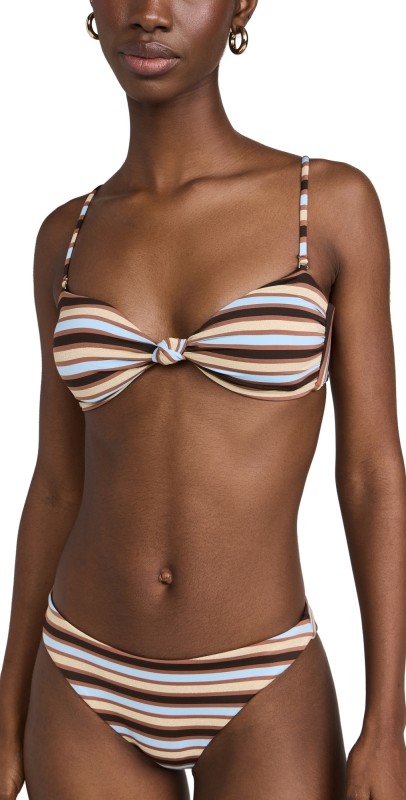 Ramy Brook Striped Margaux Bikini Top Beach Brown Stripe