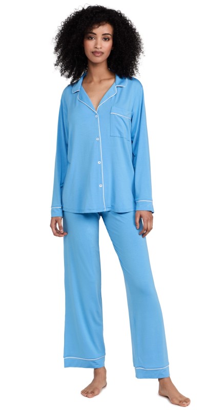 Eberjey The Gisele Long Pj Set Azure/Ivory