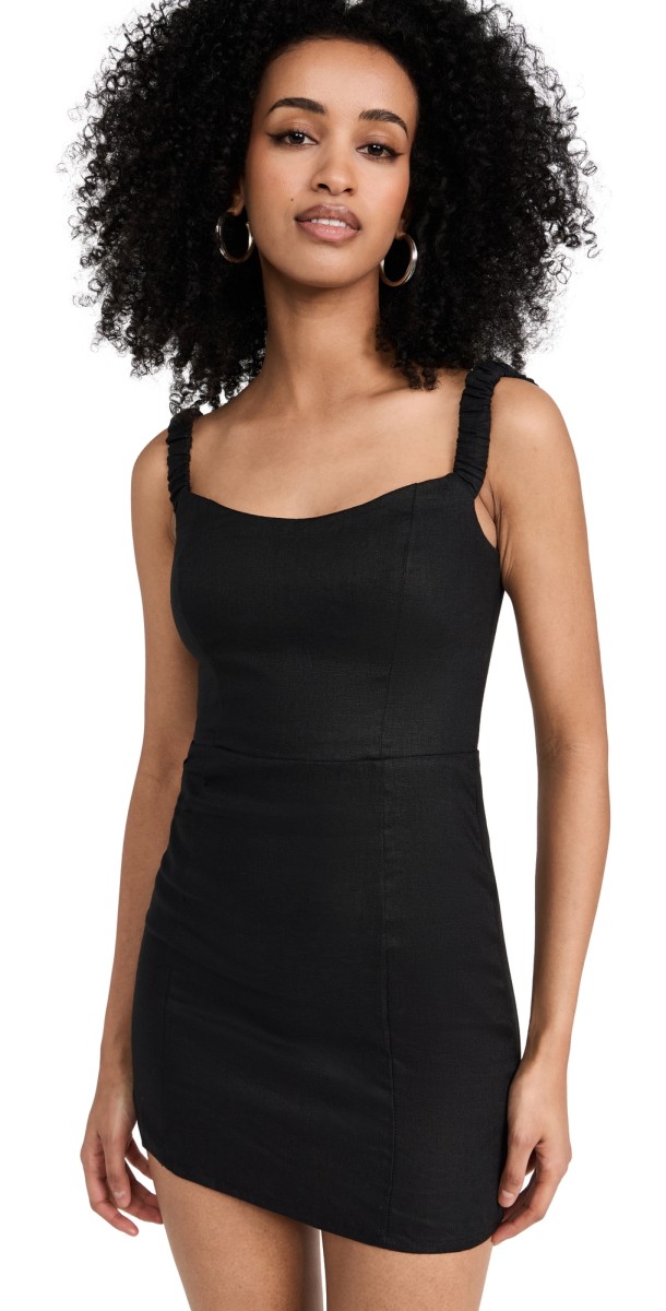 Reformation Sawyer Linen Dress Black