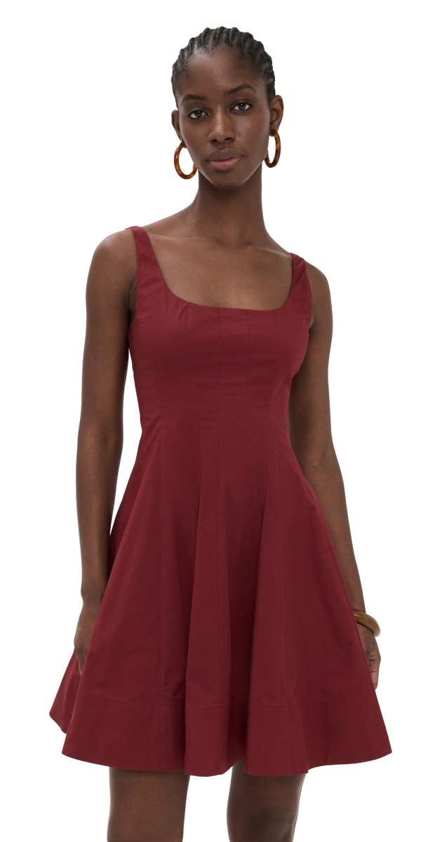 STAUD Wells Mini Dress Sangria