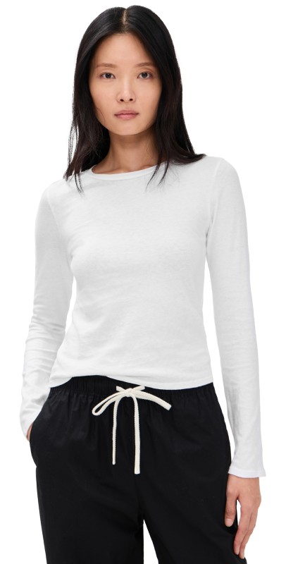 perfectwhitetee Jamie Recycled Cotton Long Sleeve Tee White