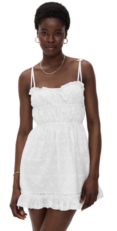 For Love & Lemons Edie Eyelet Slip Dress White