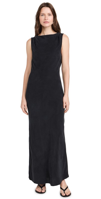 St. Agni Draped Cowl Dress Black