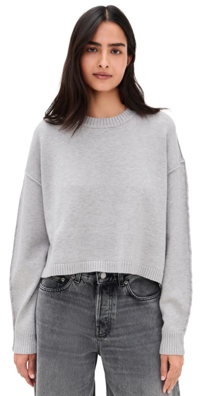 Good American Cozy Knit Crew Neck Melange Grey