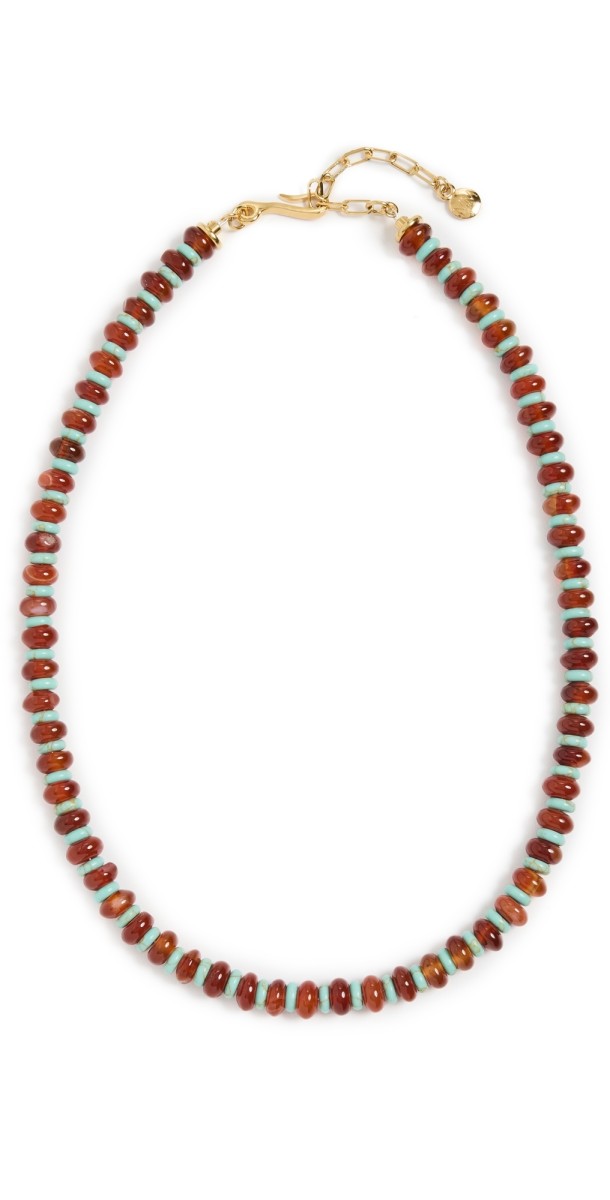 MAYAMAR Agate Beaded Stone Necklace Red
