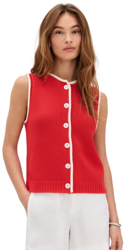 Alex Mill Bridget Tipped Vest Red/Ivory