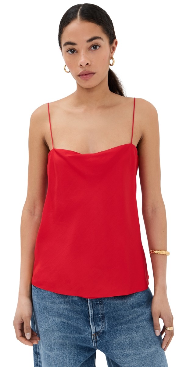 Another Tomorrow Silk Camisole Red