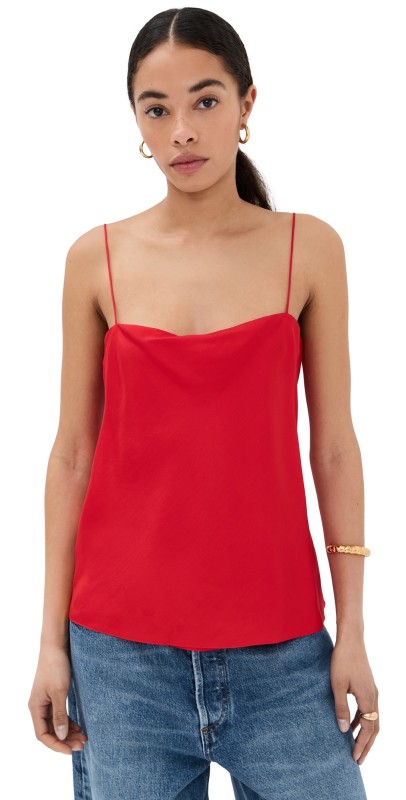Another Tomorrow Silk Camisole Red