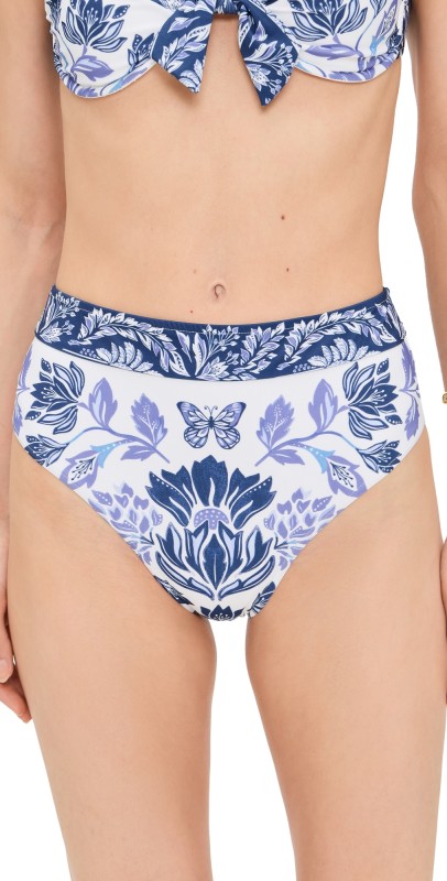 FARM Rio Delicate Tapestry High Waist Bikini Bottoms Delicate Tapestry Off-White