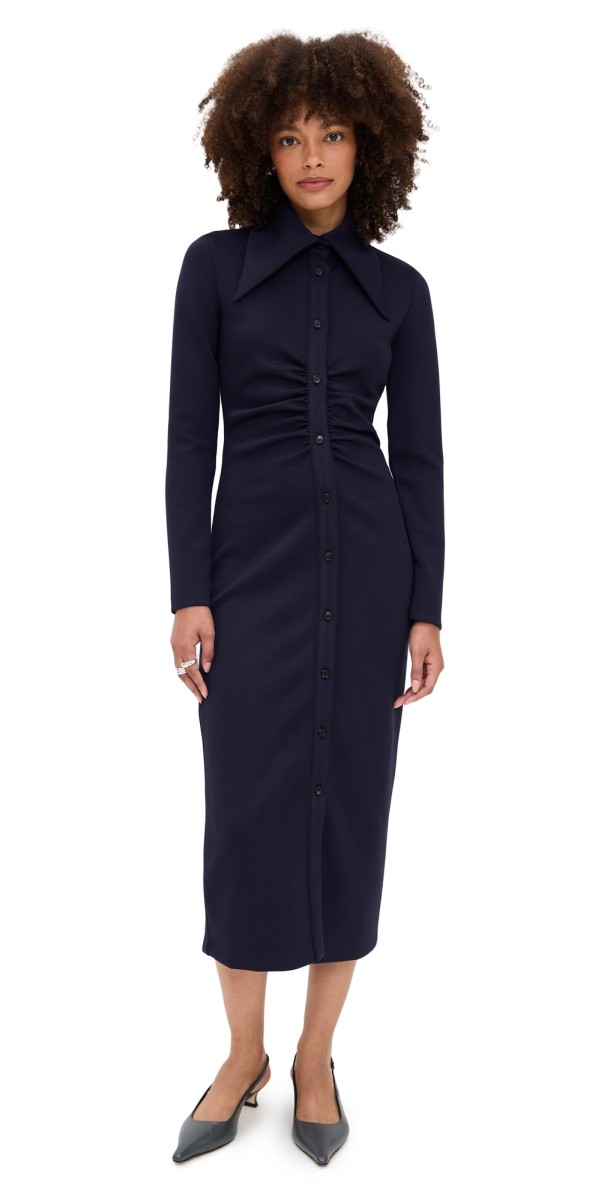 MEIMEIJ Long Sleeve Midi Scuba Dress Navy