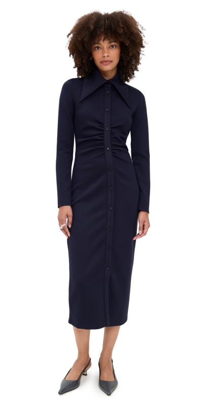 MEIMEIJ Long Sleeve Midi Scuba Dress Navy