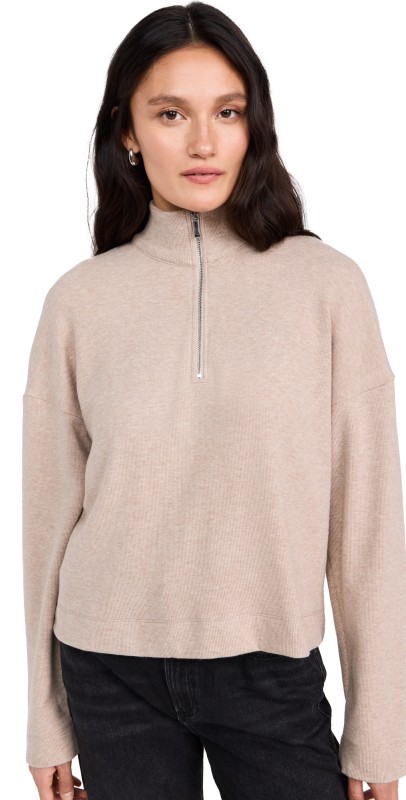 Madewell Cozy Handed Zip Up Sweatshirt Faded Birch