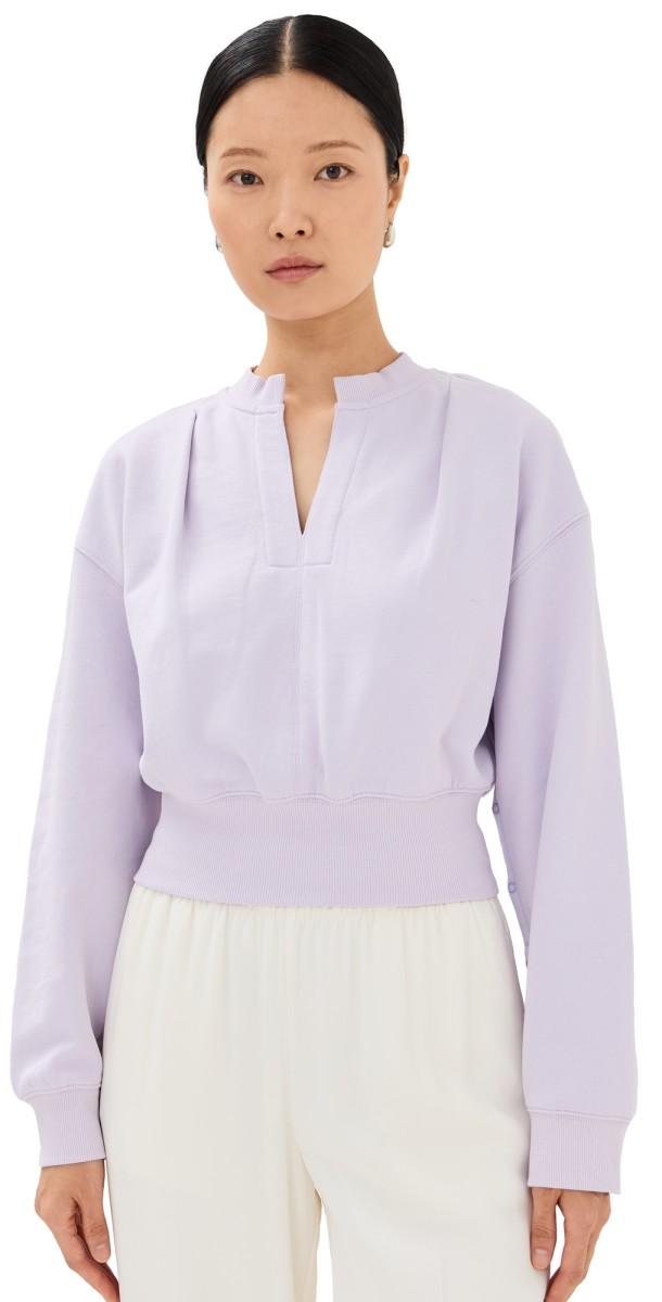 3.1 Phillip Lim Cropped Sweatshirt with Inseam Snaps Lilac