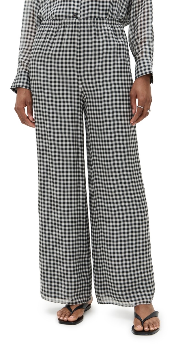 La Ligne Brigitte Silk Pants Black Gingham