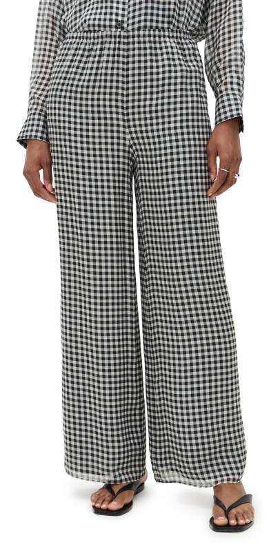 La Ligne Brigitte Silk Pants Black Gingham
