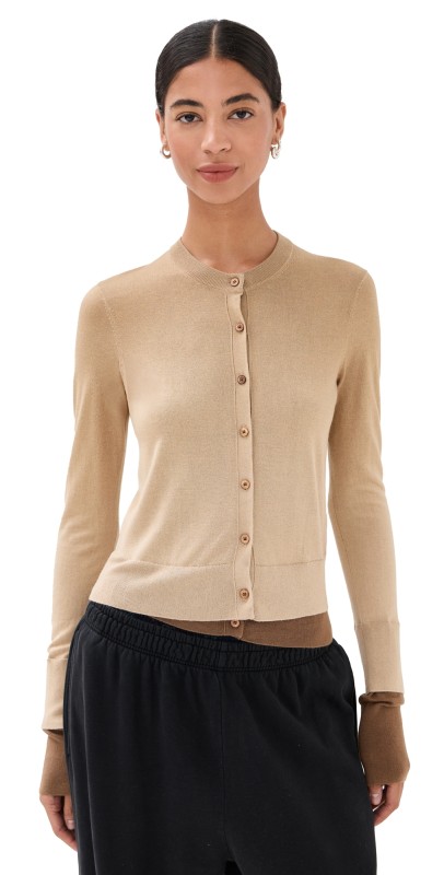Acne Studios Silky Wool Cardigan Sweater Sand Beige