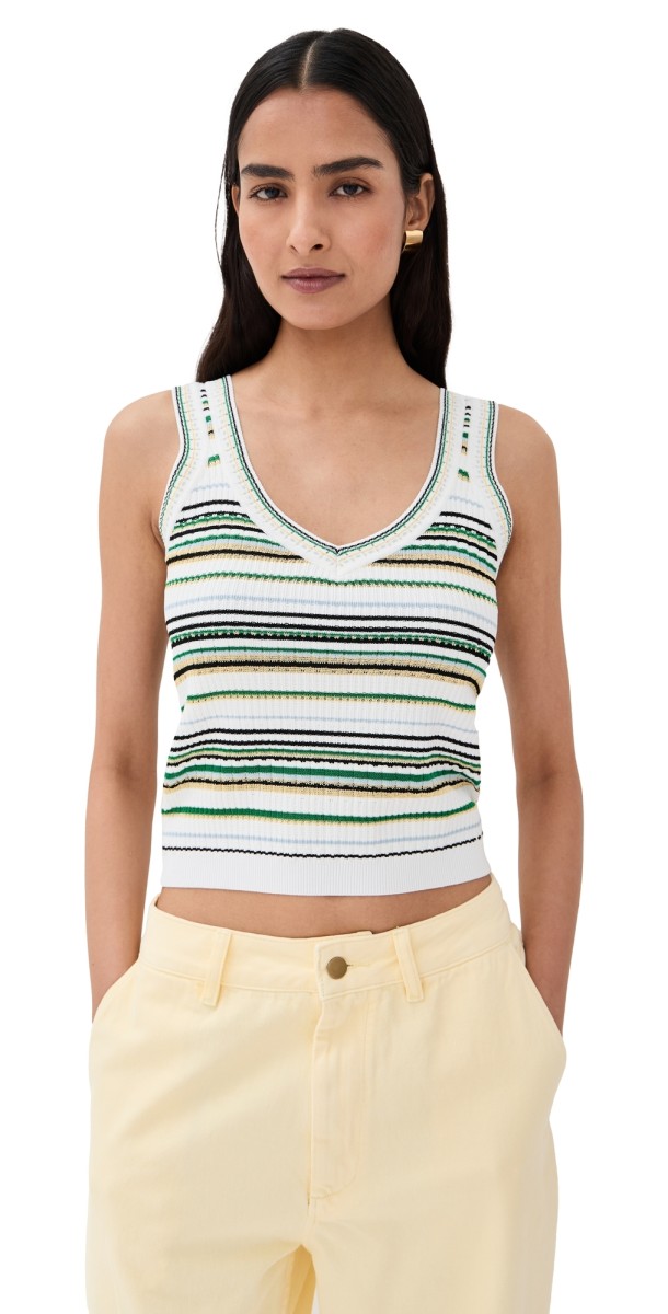 Veronica Beard Carlin Knit Tank Off White Multi