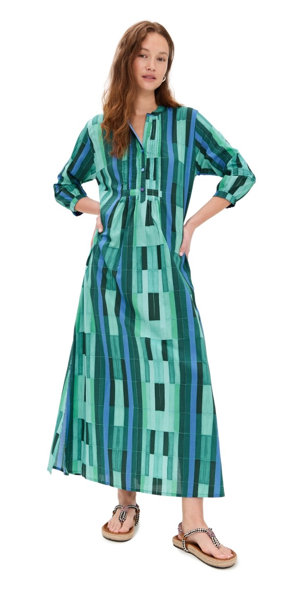 Natalie Martin Collection Sammie Maxi Dress Sea Glass Cotton Green