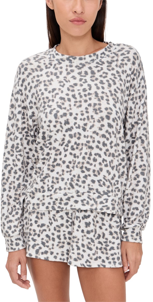 Z Supply Luxe Leopard Long Sleeve Top Champagne
