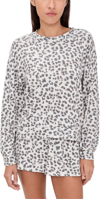 Z Supply Luxe Leopard Long Sleeve Top Champagne