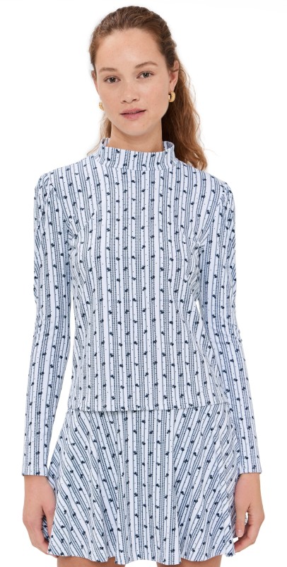 Byrdie Golf Social Wear Long Sleeve Park Top Navy/White Floral