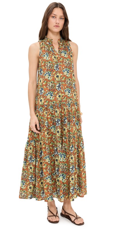 Apiece Apart Trinidad Tank Dress Batik Floral Bronze